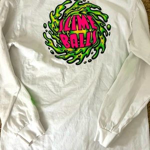 Santa Cruz Skateboards Mens Slime Balls Long Sleeve Tee white